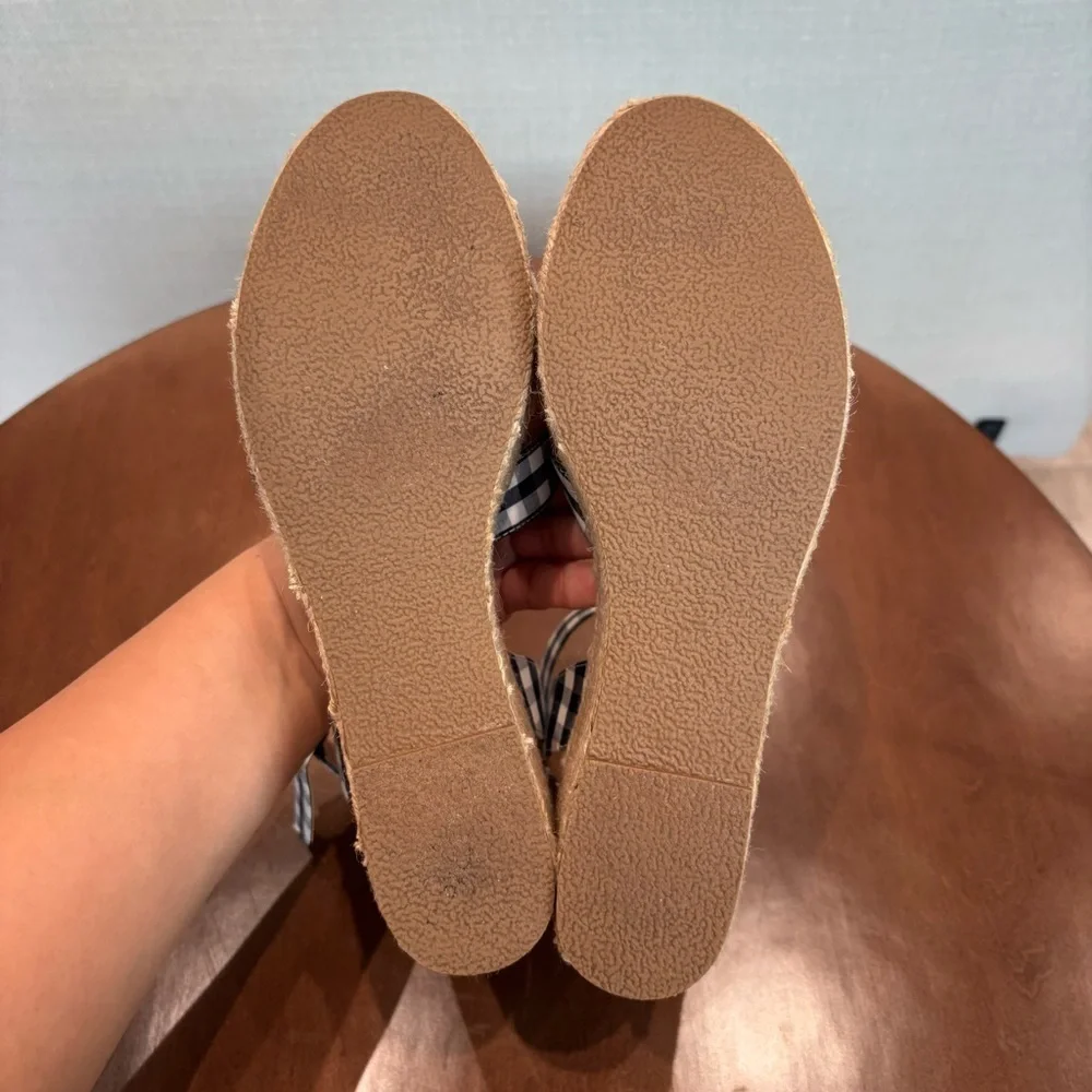 NWOT J. Crew Gingham flatform espadrilles Wedges, Size 8